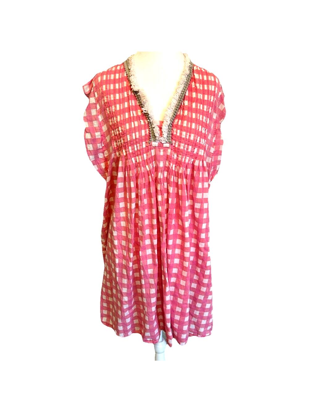 Jude Connally Larissa dress gingham plaid Micro Pleated Boho Fairy Oversized M